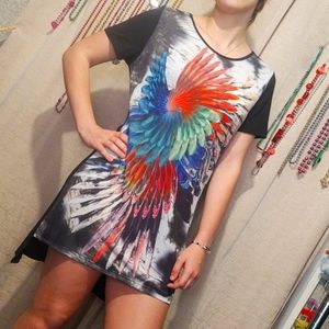 Simon Chang Graphic T-Shirt Dress/Tunic Med
